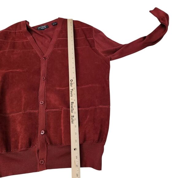 Givenchy For Chesa Cardigan Mens Large Red Silk Sweater Button Up V-Neck Vintage - Picture 9 of 9
